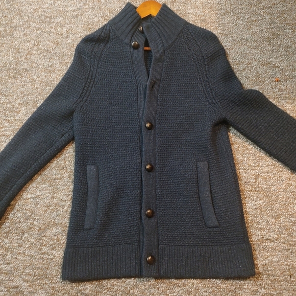 Banana Republic Men's Button up Sweater Small Navy Blue - Picture 1 of 12
